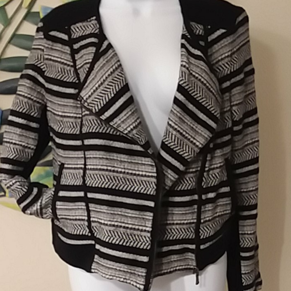 LOU&GREY Black/White Zip-Up Moto XS - Picture 5 of 8